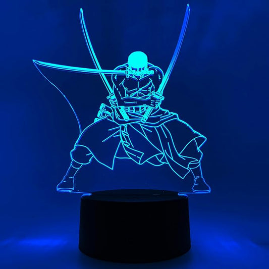 Otaku Lamps Zoro One Piece – Anime Lamp Figure Night Light, 16 Color RGB LED – 3D Anime Room Décor Gift for Otaku