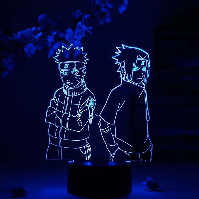 Otaku Lamps Naruto & Sasuke Young Naruto – Anime Night Light, 16 Color RGB LED – Gift for Otaku