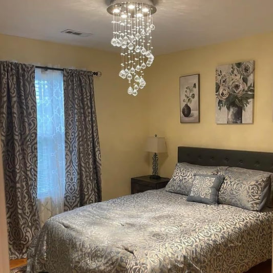 K9 Crystal Chandelier, Flush Mount Ceiling Light, Modern LED Light Fixture, Dining Room Bedroom Kitchen Entryway Foyer Light of 5 Lights, Spiral Shape, 29in High