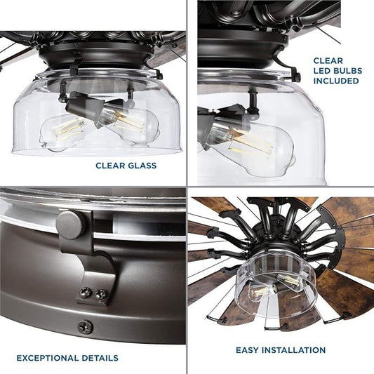 Progress Lighting Springer Collection Clear Glass Light Kit Architectural Bronze, 7.50x11.87x11.87