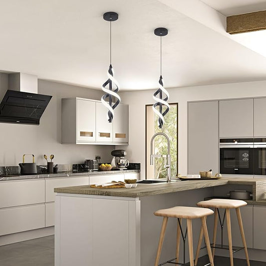 3 Packs Black Pendant Light,4000K Kitchen Modern LED Pendant Lights,Adjustable Pendant Lighting Over Island Hanging Pendant Light Fixtures for Kitchen Dining Room Hallway(Black, 3 Packs)
