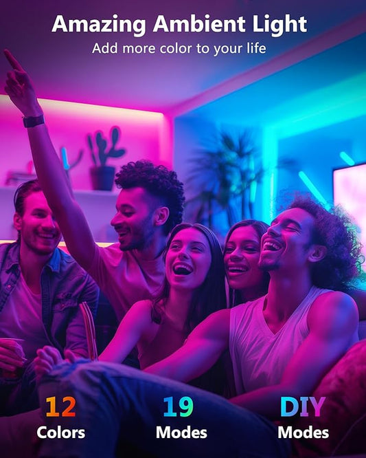 HitLights LED Strip Lights, Small LED Light Strips Dimmable, RGB 5050 Color Changing LED Tape Light with Remote and UL-Listed Adapter for TV Backlight, Bedroom, Cabinet Shelf Display
