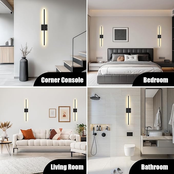 Battery Operated Wall Sconces Set of 2 Rechargeable LED Wall Lights, Dimmable 3000K-6500K, Battery Sconces Wall Decor for Bedroom Living Room Hallwayated Wall Sconce (2 Pack)