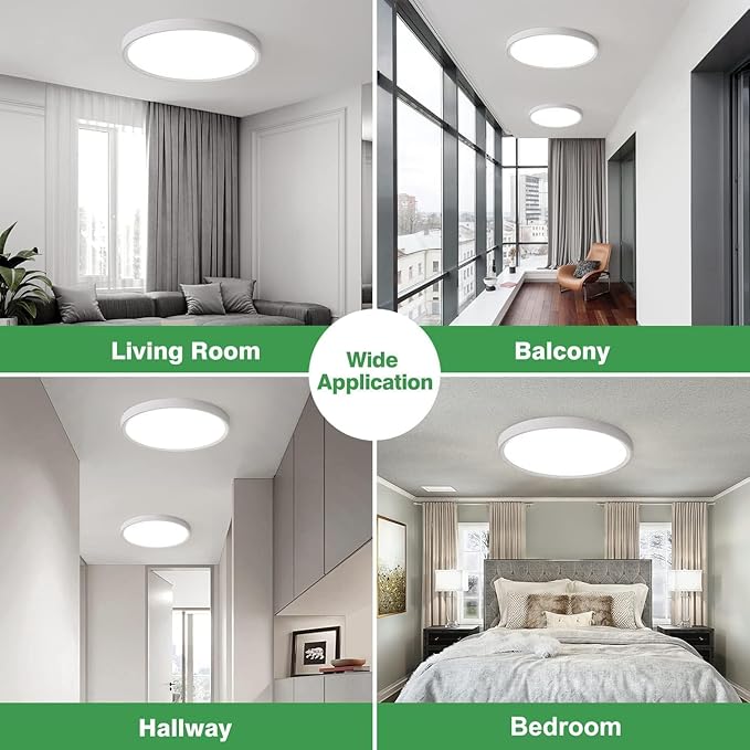 6PK 9 Inch LED Flush Mount Ceiling Light, 18W, 1860LM, 3000K/4000K/6000K CCT Selectable, Round Flat Panel Low Profile Ceiling Light Fixtures for Hallway, Kitchen, Bedroom, Laundry Room