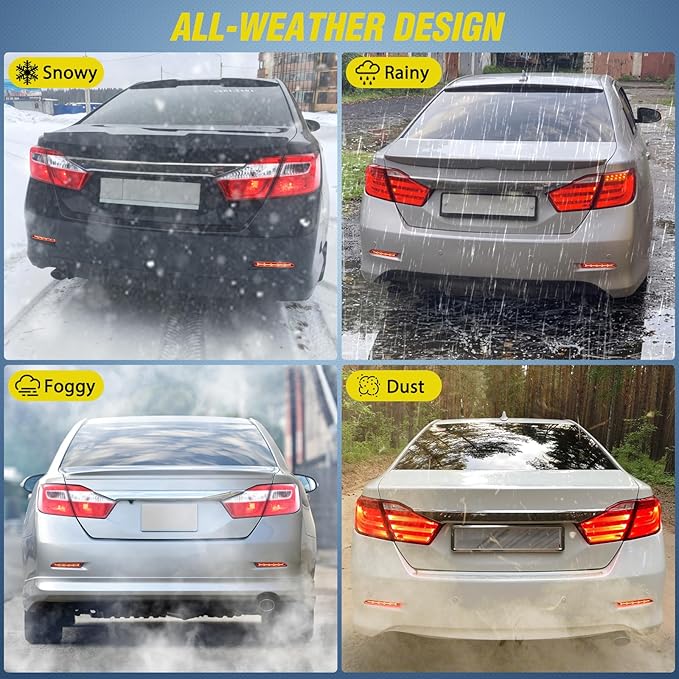 Nilight Rear Bumper Tail Light Compatible with 2006 2007 2008 2009 2010 2011 2012 2013 2014 Toyota Camry Smoke Lens LED Reflector Bumper Lamps Brake Turn Signal Sequential Flashing Driving Taillights