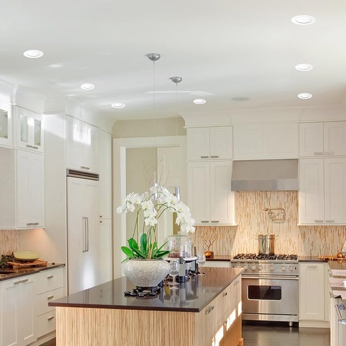 GLOBE Electric 91119 4" Ultra Slim LED Integrated Recessed Lighting Kit, 540 Lumens Each, 9 Watts, Energy Star, IC Rated, Dimmable, Wet Rated, White, 4.25" Hole Size, Bathroom Lights | (Pack of 12)