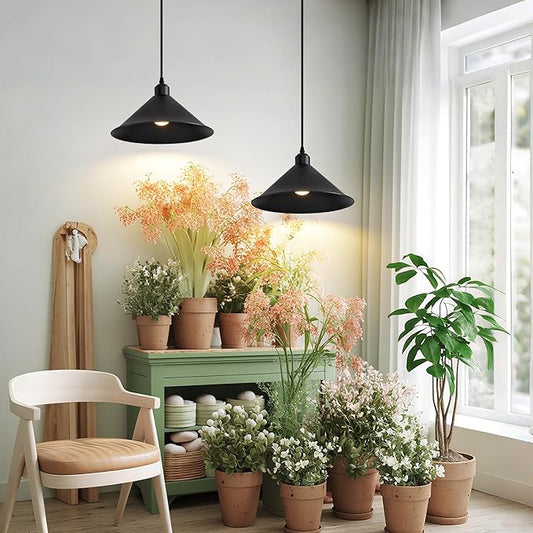 11.8IN Plug in Pendant Light, 2 Pack Industrial Hanging Lamp Black Vintage Pendant Lighting Fixtures with 15ft Cord On/Off Switch for Kitchen Island Dinning Hall, Bedroom