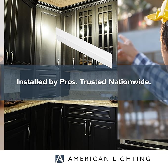 American Lighting LED Courant Plus Undercabinet Light 40 Inch 5CCT 90+ CRI 2000 Lumens with USB-A USB-C and 20A Receptacles White Finish Title 24 Compliant
