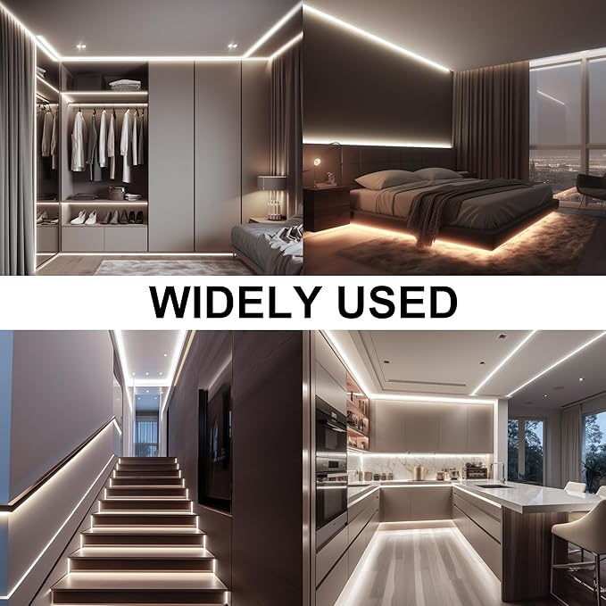 AXMOTUT 32.8ft COB LED Strip Lights 4000K Dimmable, High CRI 93+ with Power Adapter, Flexible Light Strips for Bedroom, Room, Kitchen, Mirror (Remote Control not Included)