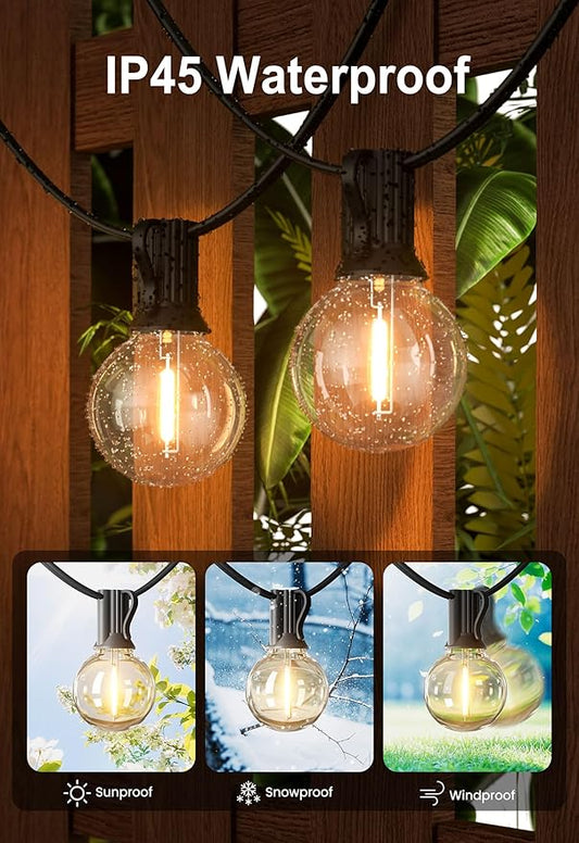 Outdoor String Lights 200FT Waterproof Globe String Lights with 104 Shatterproof G40 LED bulbs, Dimmable Connectable Patio Light String Lights for hanging Bistro Backyard Gazebo,2-Pack x 100ft