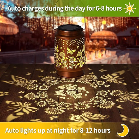 Butterfly Solar Lanterns Outdoor Waterproof,Garden Decor Metal Hanging Decorative Solar Lights,Mothers Day Gifts,Birthday Gifts for Women Mom Grandma,Gardening Gifts for Yard,Patio, Lawn,Tabletop