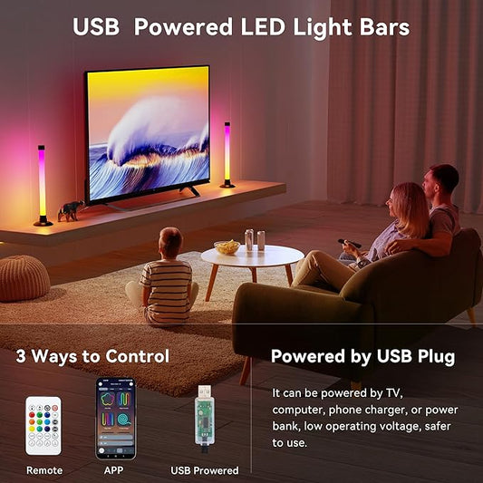 NBBUFF Led Light Bar with Music SynC Color Changing, Led Bar with App & Remote Control, RGB+IC & W Smart RGB Light Bar, USB Powered Led Lights, Dynamic PC Room Monitor Backlight Gaming, 2 Pack
