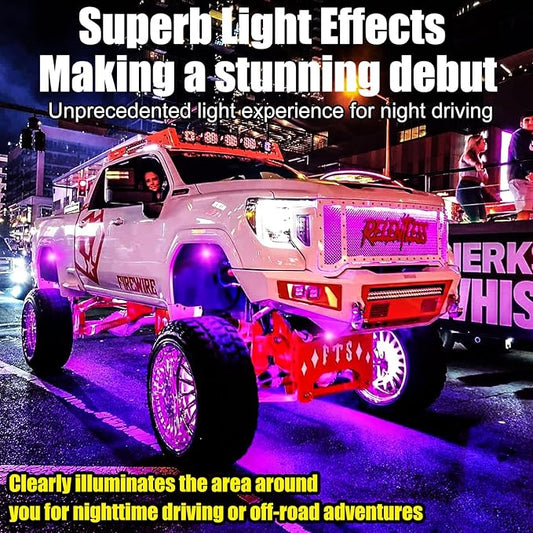 Rock Lights for Trucks, 36LED Full Angle RGB Led Rock Lights with APP/RF Control Flashing Music Mode, Multicolor Waterproof Underglow Led Lights Exterior Wheel Light for Truck UTV ATV Jeep SUV (4pcs)