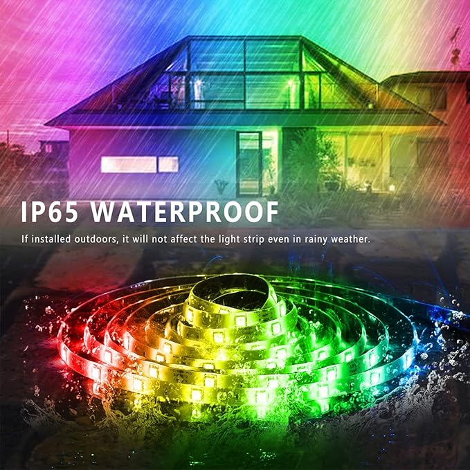 Ledagic 200ft Outdoor Led Strip Lights Waterproof, Ip68 Outside Led Light Strip Waterproof with Remote and App Control, Exterior Led Rope Lights Music Syne RGB Strip Lights for House Decor(2 * 100ft)