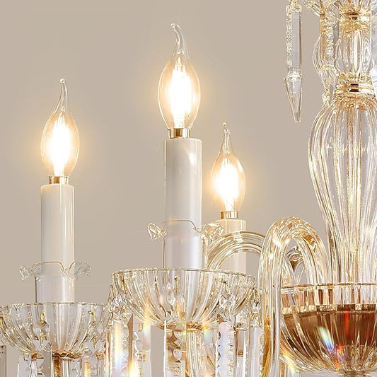 Crystal Chandeliers Light Dining Room:K9 Modern Candle Chandelier Lights for Bedroom - 6 E12 Bulbs Hanging Pendant Lighting Fixtures for Living Room Kitchen Farmhouse Hallway Ceiling Entryway