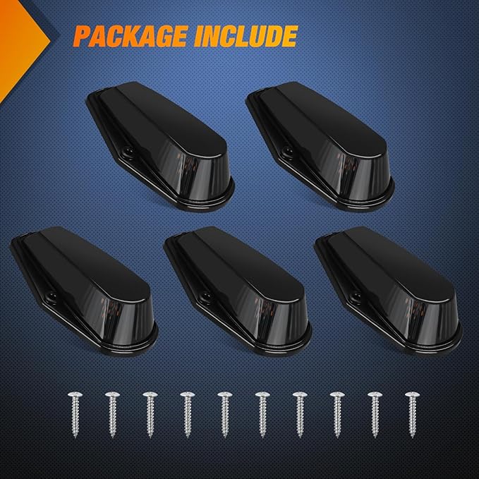 Nilight LED Cab Marker Lights 5 PCS 16 LED Smoke Lens Amber Clearance Roof Running Light Compatible with1984-1997 Ford F150 F250 F350 Pickup Trucks 1988-1997 Ford F Super Duty