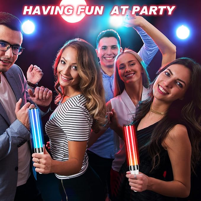 Lewtemi 8 Pcs K-pop Lightstick LED Glow Sticks 15 Color Reusable J-pop Concert Stick, Manual and Automatic Mode, Idol Flashing Glow Sticks for Raves Emergency Camping Party Supplies