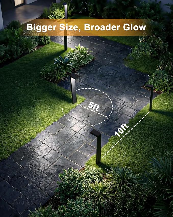Low Voltage Landscape Lights, 8 Pack Outdoor LED Pathway Light, Wired Path Lighting for Walkway, Garden, IP65 Waterproof, 150LM, 4000K, Modern Cast-Aluminum, Black