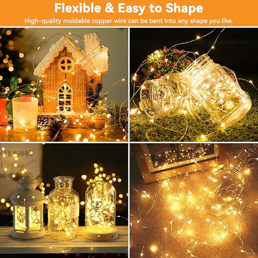 Solar String Lights Outdoor Waterproof 33ft 100LED 8 Modes Twinkle Lights Solar Fairy Lights for Patio, Garden Yard Party Wedding Tree Christmas Halloween Decoration, Warm White