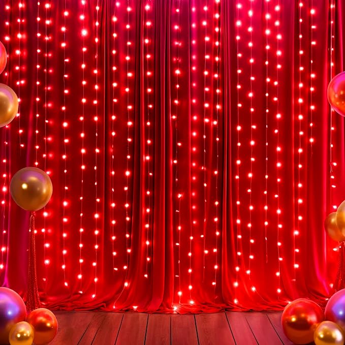 10x12 Red Backdrop Curtains for Wedding Party Wrinkle Free Backdrops Curtain Drapes Fabric Decorations Photo Back Drop Cloth for Baby Shower Photography Stage Reception 5ft x 12ft,2 Panels