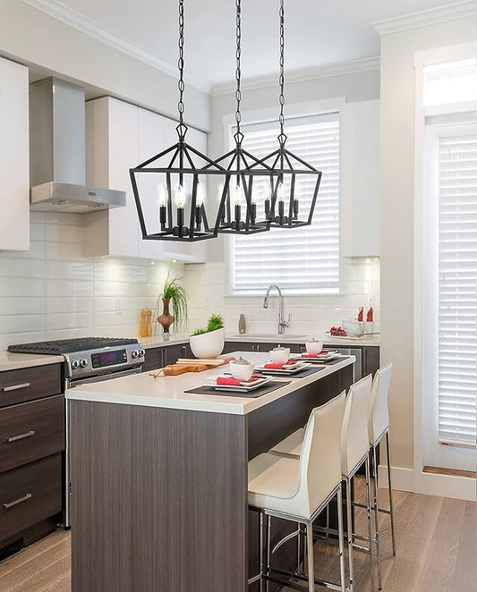 JONATHAN Y 10" Oil Rubbed Bronze 3-Light Pagoda LED Pendant Lantern, Classic Modern Farmhouse Chandelier for Kitchen Island, Dining Room, Entry, Foyer, Rustic Iron Frame JYL7601A