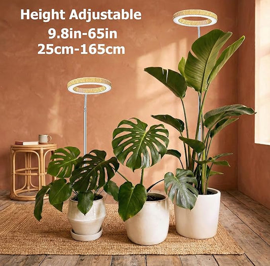 Grow Lights for Indoor Plants Full Spectrum,6.3" LED Wood Grain Plant Grow Light, 9.8-65in Height Adjustable Plant Lights Growing Lamp with Auto Timer 3H/9H/12H,10 Dimmable Levels (Wood Grain 1 Pack)