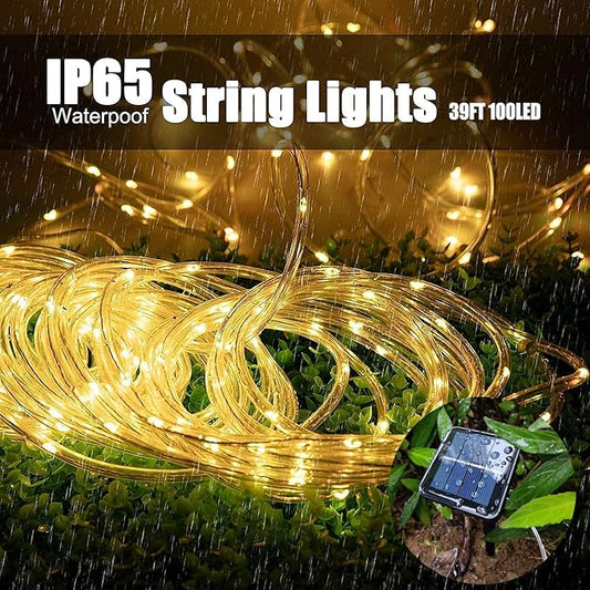 LairtPOW Solar Rope Light 2 Pack Waterproof IP65 39FT 100LEDs Outdoor LED Solar Outdoor Lights for Party Garden Yard Home Wedding Christmas Halloween Holiday Tree Decoration Lighting