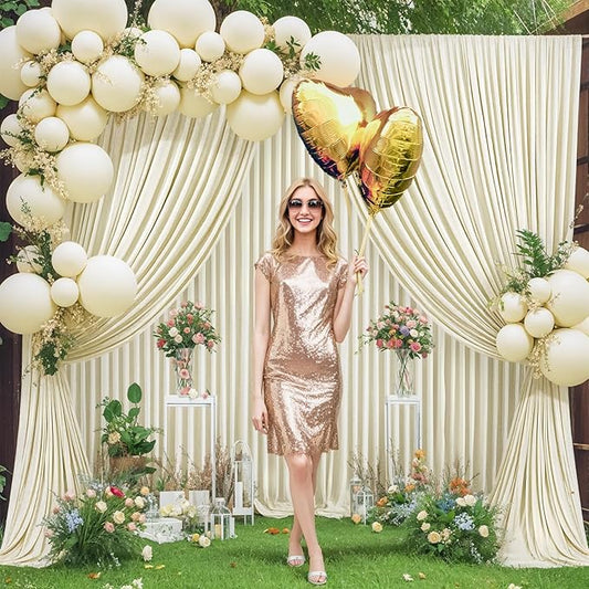 4 Panels Beige Backdrop Curtain for Wedding Parties Wrinkle Free Beige Photo Curtains Backdrop Drapes Fabric Decoration for Baby Shower Photoshoot 20ft(W) x 10ft(H)