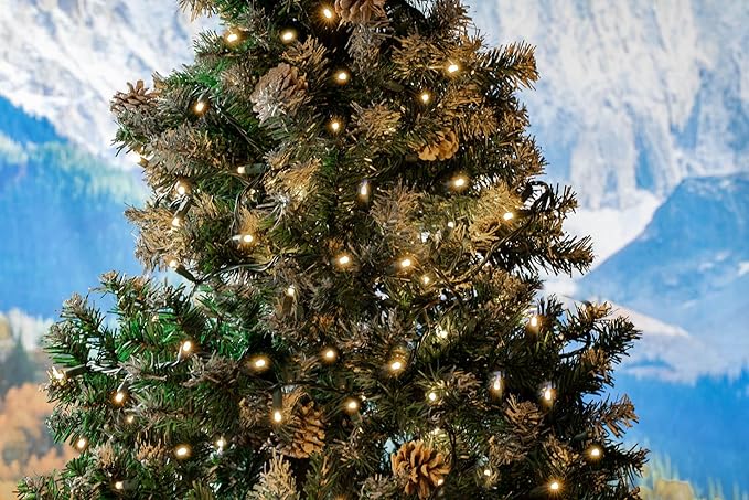 Novelty Lights 24-Pack CASE 25ft 50 LED Warm White Christmas Lights Outdoor/Indoor, 6" Spacing, Green Wire String Lights for Festive Xmas Lighting, IP55, UL Listed, Dimmable, Connectable