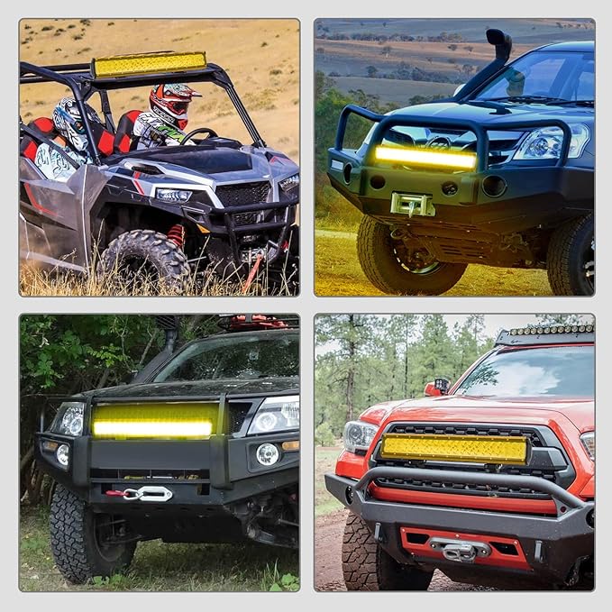 Nilight 20 Inch LED Light Bar Cover Amber Yellow Protective Cover Durable Polycarbonate Lens Waterproof Dustproof Scratch-Proof for Double-Row Lights Off Road Driving Lighting