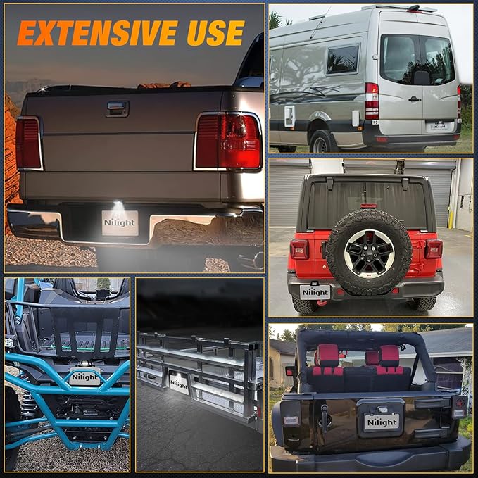 Nilight LED License Plate Light w/Bracket Mount Waterproof Courtesy Step Tag Dome Cargo Lights Chrome Housing 12V for Truck Trailer RV UTV ATV Camper Boat
