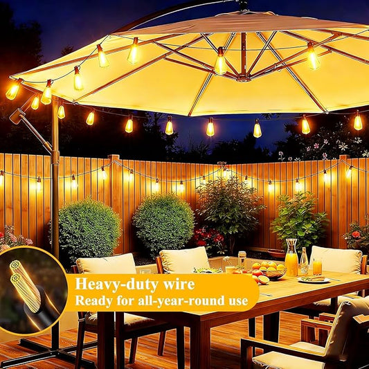 Jedavai Upgraded LED Outdoor String Lights 210Ft Shatterproof Waterproof ST38 Vintage Edison Bulbs Patio Lights Energy Saving Hanging Outdoor for Christmas Porch Deck Garden Backyard Wedding Party