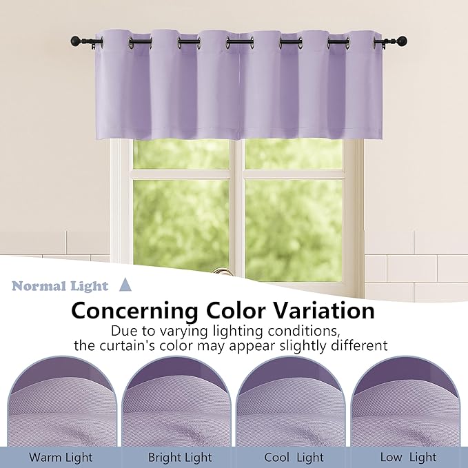 Simplebrand Lilac Short Cafe Curtains 36 Inch Length 2 Panels Set, Half Window Grommet Privacy Drape Tiers for Kitchen, Thermal Insulated Room Darkening Curtains for Bathroom Shades, W40 x L36