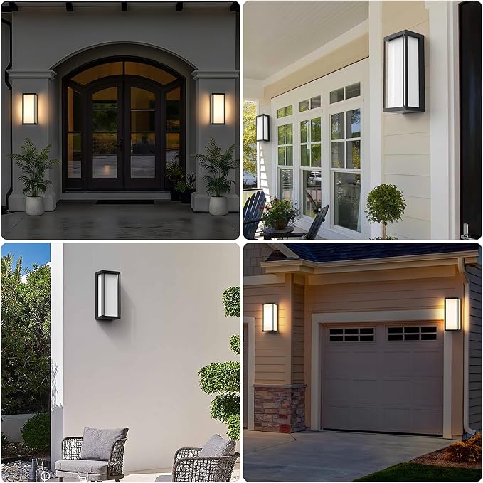 𝟐𝟎.𝟓-𝐈𝐍𝐂𝐇 Dusk to Dawn Outdoor Wall Lights, Large Size Waterproof Patio Lanterns, LED Exterior Light Fixture Wall Mount Lantern Sconce, Black Outdoor Wall Sconces for Front Door Porch