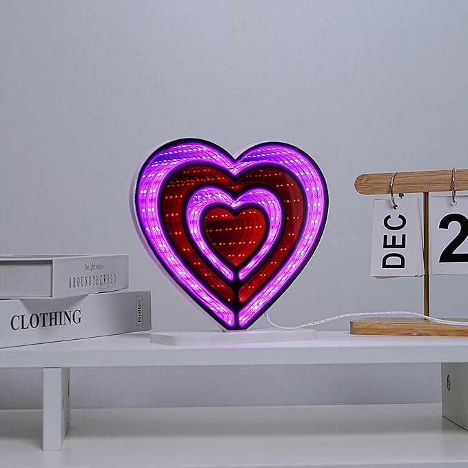 Light Up Your World! Wireless Express Neon Art Signs (5 Unique Styles) - Desktop & Wall Décor. Perfect for Bedrooms, Dorm Rooms, Office (Heart)