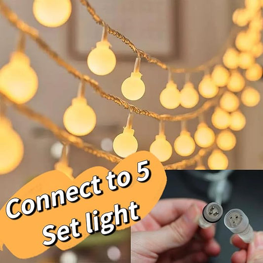 33Ft Connectable Globe String Lights Indoor Bedroom, 100LED Warm White Christmas String Lights Plug in with Remote, 8 Modes Hanging Fairy Lights Outdoor for Room Classroom Dorm Party Decor