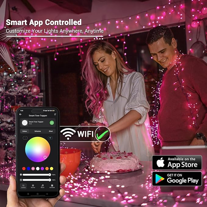 Brizled Smart Cluster Christmas Lights, 19.68FT 200 LED WiFi Cluster Fairy Lights, App Controlled RGB Color Changing Christmas Lights Works with Alexa Google Home for Holiday Xmas Party Indoor Outdoor