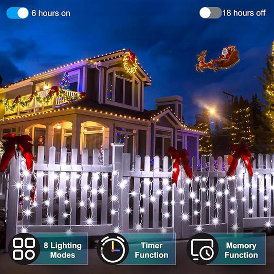 1620 LED Christmas Outdoor Lights with 360 Drops, 164ft Hanging Curtain Lights with 8 Modes Timer & Memory, Waterproof Christmas Fairy Lighs for House Roof Holiday Wedding ChristmasDecor (Cool White)