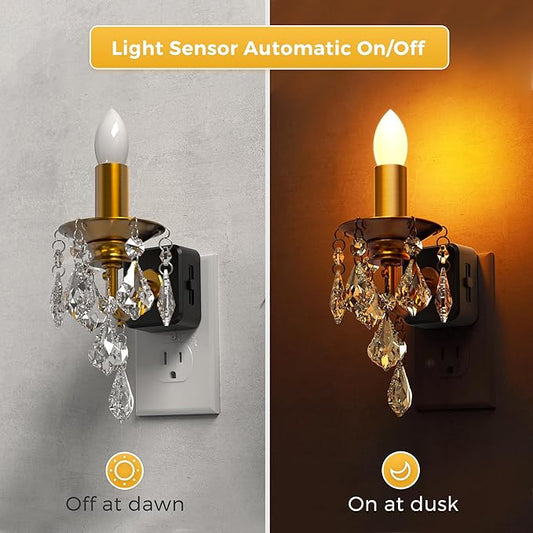 L LOHAS LED Flameless Candle Night Light, 2 Pack Night Lights Plug into Wall, LED Candle Night Light with Light Sensor, 0-100LM Dimmable Nightlight, for Dinning Room, Living Room, Bathroom, Hallway