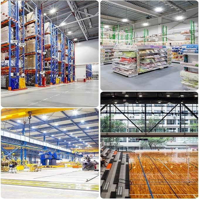 XYCN 4 Pack 250W UFO Led High Bay Light,120VAC,5000K Daylight Commercial Bay Lighting,IP66 Waterproof,41050LM,1150W MH/HPS with Plug Area Lighting for Warehouse/Shop/Workshop/Barn/Gym/Factory