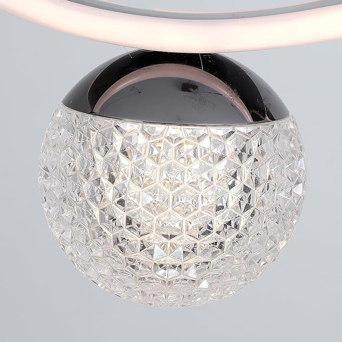 ORANOOR Modern LED Globe Pendant Light, 39in Dimmable Black Hanging Chandelier Light Fixture, 2-Wave Kitchen Pendant Lighting Over Island, Dining Room Lights Ceiling Hanging Over Table (2-Bulb)