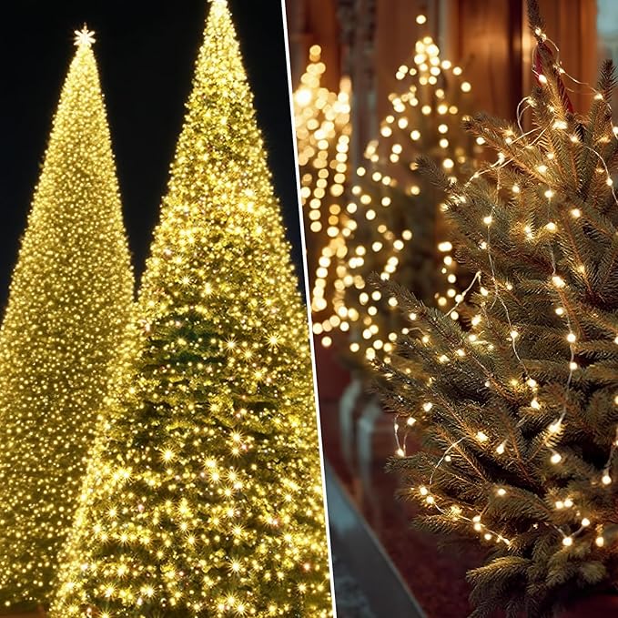 Solar String Lights Outdoor Waterproof 4 Pack Total 132ft 400LED 8 Modes Twinkle Lights Solar Fairy Lights for Patio, Garden Yard Party Tree Christmas Halloween Decoration Warm White