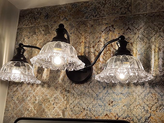XIEDUN Farmhouse Vanity Lights for Bathroom Light Fixtures Black Vanity Lights 3 Light Bathroom Light Fixtures