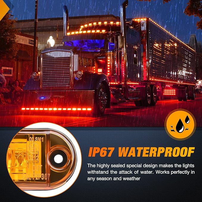 Nilight 2.5 Inch Oval Side Marker Light 10PCS 2 Diode LED Trailer Fender Clearance Lights Waterproof Surface Mounted for 10-30V Truck Camper Boat Lorry