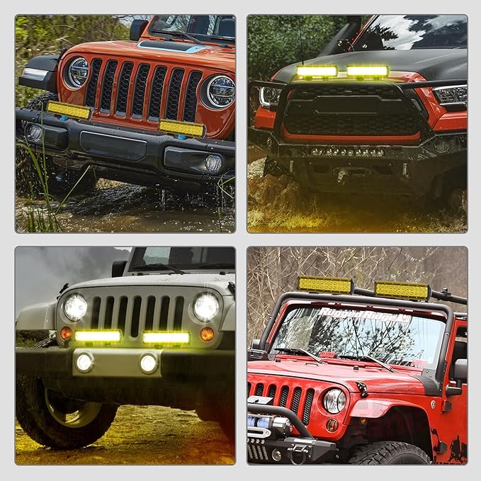 Nilight 12 Inch LED Light Bar Cover 2 PCS Amber Yellow Protective Covers Durable Polycarbonate Lens Waterproof Dustproof Scratch-Proof for Double-Row Lights Off Road Driving Lighting