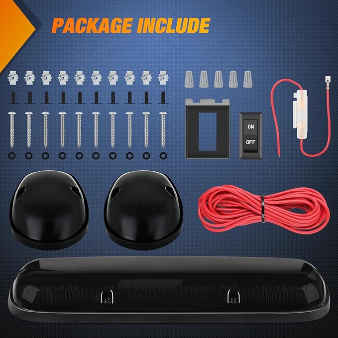 Nilight LED Cab Marker Lights 3 PCS Roof Running Light LED Smoke Lens Amber Cab Clearance Light Compatible with 2002-2007 Chevy Silverado GMC Sierra 1500 1500HD 2500 2500HD 3500