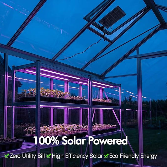Solar Grow Light Strip with Battery Operated for Outdoor Plant, Full Spectrum Plant Growing Lights, IP65 Waterproof for Greenhouse, 16.4FT Indoor Solar Powered with Timer for All Stage Plants