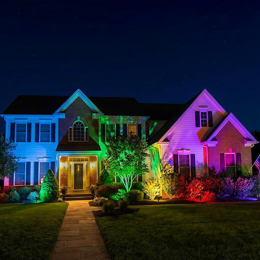 JSOT 4 Pack Halloween Solar Spot Lights Outdoor- RGB Solar Lights Outdoor Waterproof Color Changing Spotlights Christmas Decor, Outside Landscape Lighting for Yard Driveway Tree