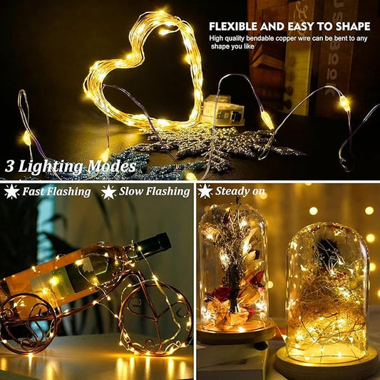 AIKEI 12 Pack Led Fairy Lights Battery Operated String Lights Waterproof Silver Wire 7 Feet 20 Led Firefly Starry Moon Lights for DIY Wedding Party Bedroom Patio Christmas Warm White