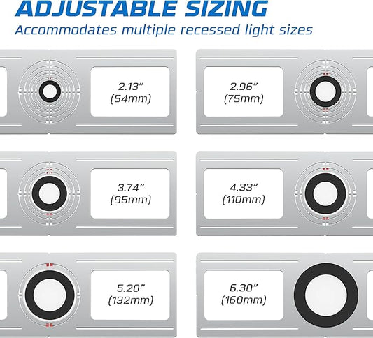 OHLECTRIC 48-Pack New Construction Recessed Light Mounting Plates, Flat Steel Rough-in Brackets - Symmetric Round Holes w/ Multiple Cutouts 2” til 6” Adjustable Panel for LED Wafer & Recessed Lighting